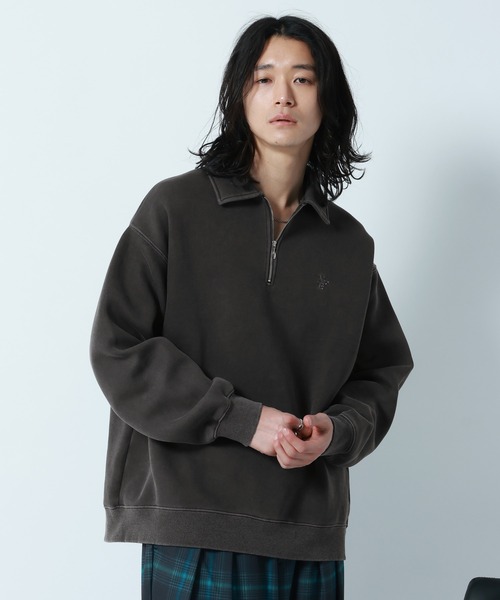 waytogomarkunPOLO RLハーフジップスウェット RAGEBLUE（レイジブルー） トレーナー スウェット Pigment Half Zip