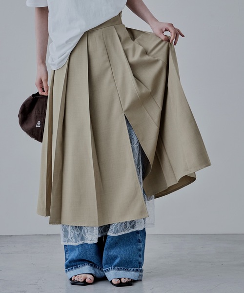 「etoll.」 プリーツスカート FREE チャコール レディース_画像7