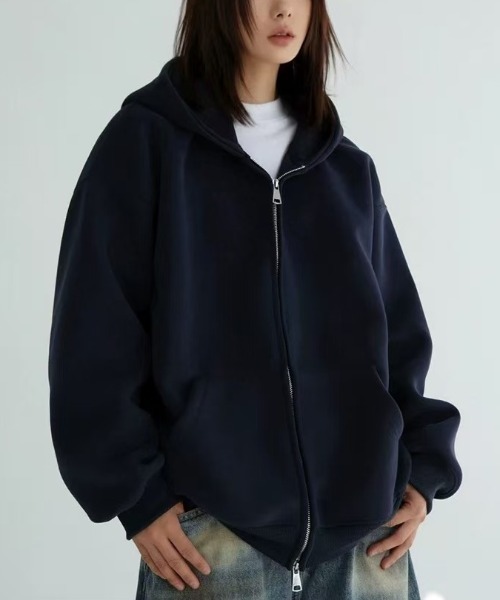 Beststore（ベストストア） パーカー 裏起毛 フード付き ダブルジップ