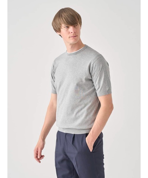 セーター ニット 半袖コットンニットＴシャツ メンズの画像