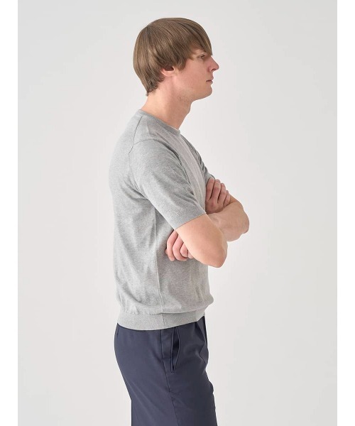 セーター ニット 半袖コットンニットＴシャツ メンズの画像