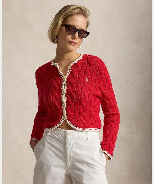 Polo Ralph Lauren ケーブルニットカーディガン M クロップド POLO RALPH LAUREN（ポロ・ラルフローレン） カーディガン ケーブル