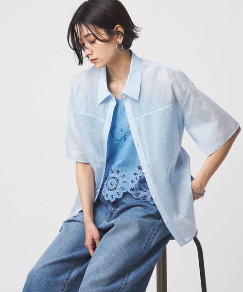 ブラウス シャツ 「結論シリーズ」リボンハイウエストシャツ「size SHORTあり」 レディースの画像