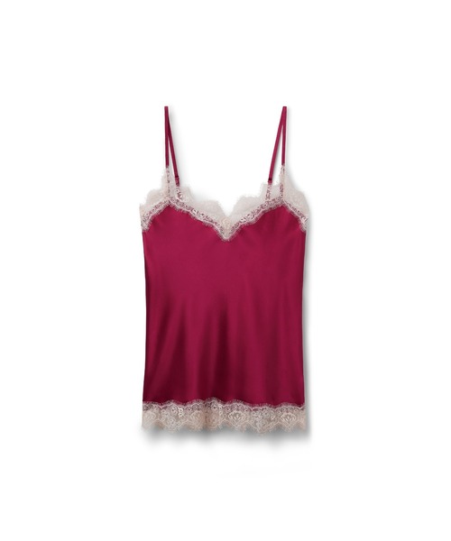 インティミッシミ　レーストリム付き　ワインレッドキャミソール Intimissimi（インティミッシミ） キャミソール コントラスト シルク
