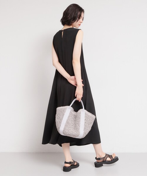 ルネ バイカラー ノースリーブ フレアワンピース 36 美シルエット 洗える THE SHOP TK ワンピース 「ひんやり／防しわ／吸水速乾／UV」美しさを1