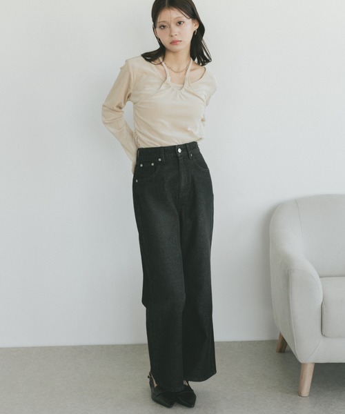 「VANNIE U」 デニムパンツ L インディゴブルー レディース_画像4