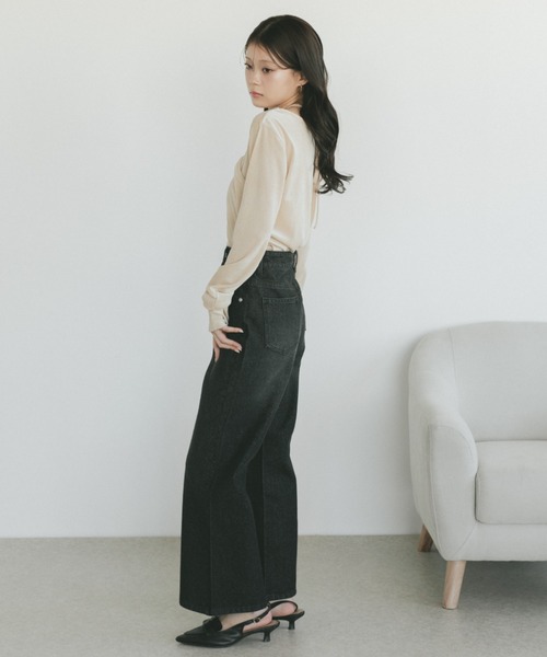 「VANNIE U」 デニムパンツ L インディゴブルー レディース_画像9