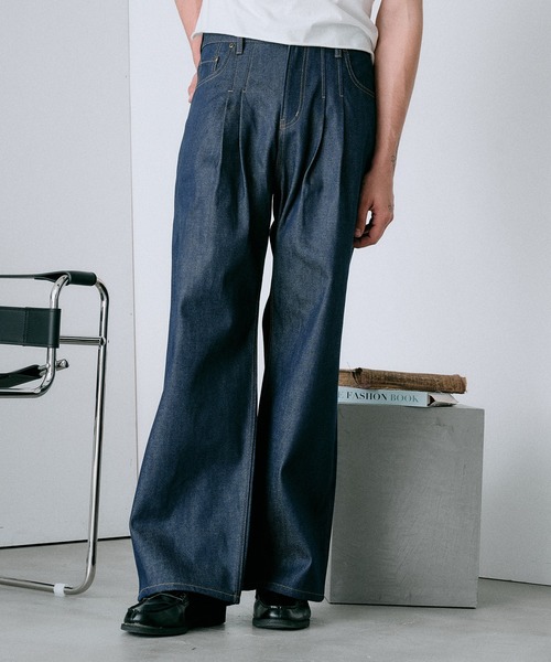 Regen Glanz ジーンズ 2 tuck selveage straight denim pants