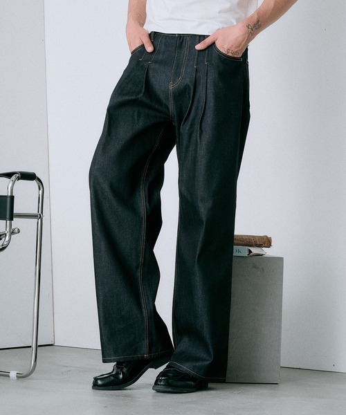 Regen Glanz ジーンズ 2 tuck selveage straight denim pants