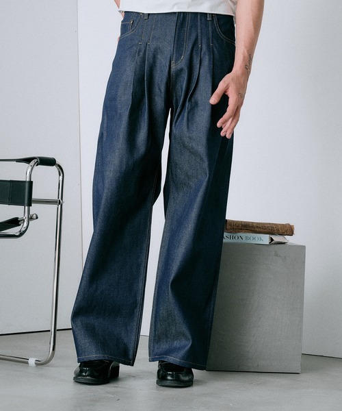 Regen Glanz ジーンズ 2 tuck selveage straight denim pants