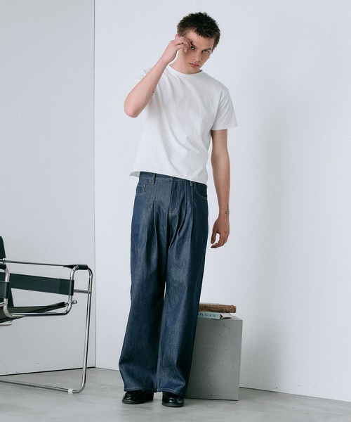 Regen Glanz ジーンズ 2 tuck selveage straight denim pants