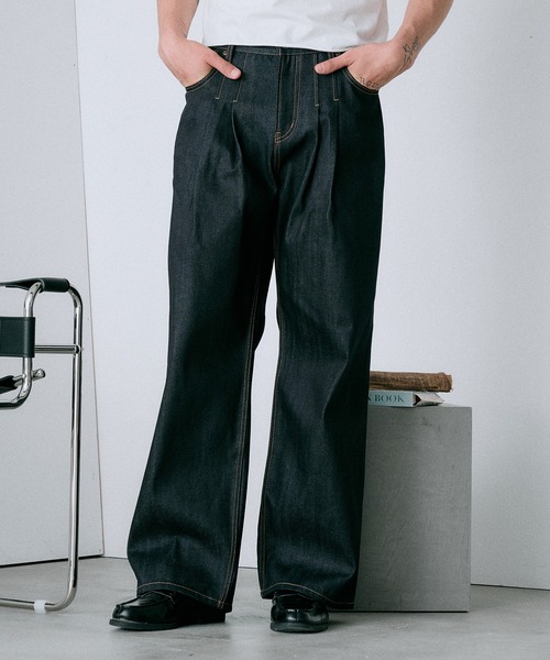 Regen Glanz ジーンズ 2 tuck selveage straight denim pants