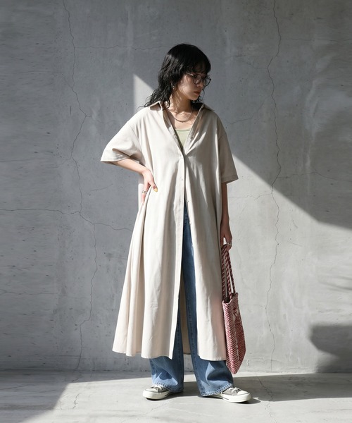 antiqua（アンティカ） シャツワンピース Aライン ロング シャツ