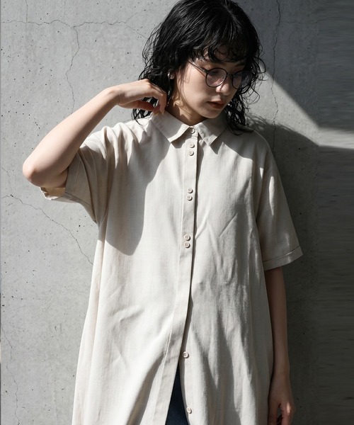 antiqua（アンティカ） シャツワンピース Aライン ロング シャツ