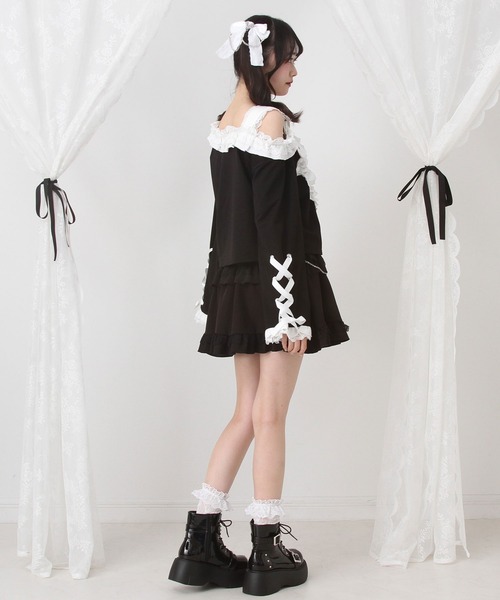 「DearMyLove」 長袖カットソー MEDIUM ブラック レディース_画像9