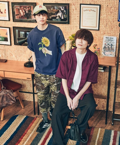 niko and…（ニコアンド） シャツ 半袖 刺繍チャイナシャツ メンズ