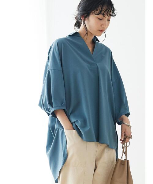 「CRAFT STANDARD BOUTIQUE」 7分袖ブラウス FREE ブルー レディース_画像3