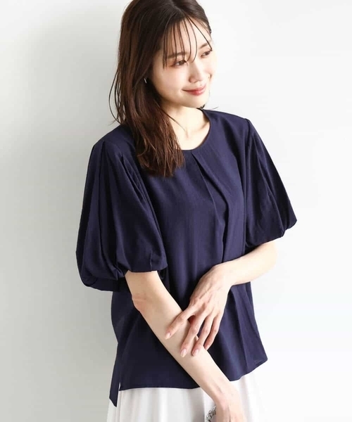 「MK MICHEL KLEIN」 半袖ブラウス 38 ライトブルー レディース_画像2