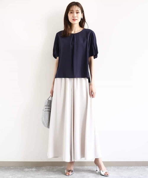 「MK MICHEL KLEIN」 半袖ブラウス 38 ライトブルー レディース_画像3