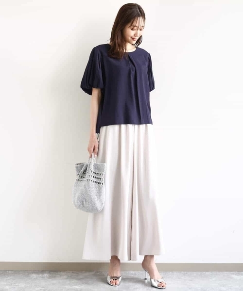 「MK MICHEL KLEIN」 半袖ブラウス 38 ライトブルー レディース_画像4