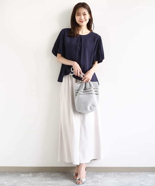 「MK MICHEL KLEIN」 半袖ブラウス 38 ライトブルー レディース_画像5