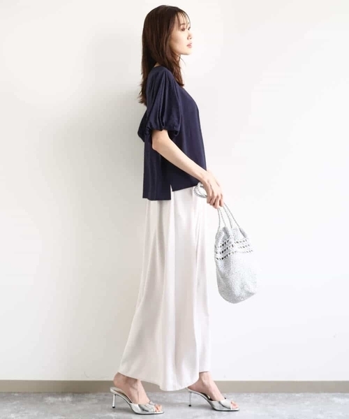 「MK MICHEL KLEIN」 半袖ブラウス 38 ライトブルー レディース_画像6