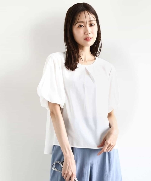 「MK MICHEL KLEIN」 半袖ブラウス 38 ライトブルー レディース_画像7