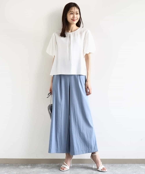「MK MICHEL KLEIN」 半袖ブラウス 38 ライトブルー レディース_画像8