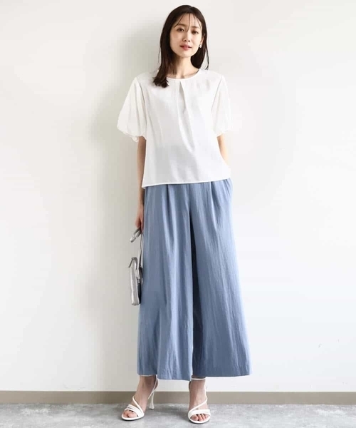 「MK MICHEL KLEIN」 半袖ブラウス 38 ライトブルー レディース_画像9