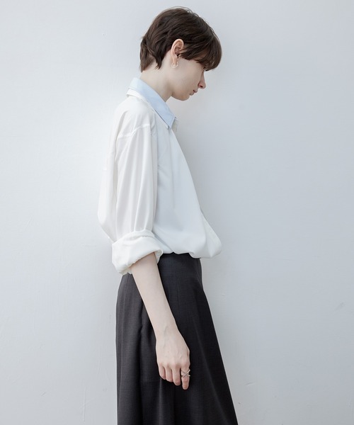 「tageechita」 長袖シャツ S オフホワイト レディース_画像6