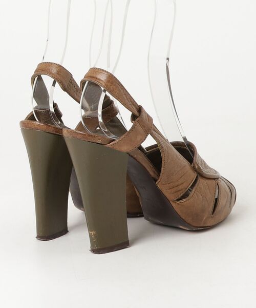 最終値下げ　Chloé サンダル ブラウン レザー 36サイズ Chloe（クロエ） オープントゥ レザーヒールサンダル 36 ブラウン