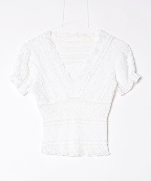 9803HYSTERIC GLAMOUR ヒスガール レース タンクトップY2K gossip!ロサンゼルス tシャツ Y2K 総レース Vネックレースタンクトップ