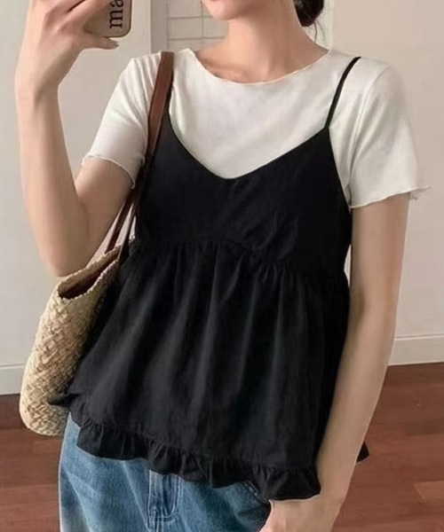 DAY CLOSET キャミソール 「2WAYバッククロス/セットアップ」ペプラム
