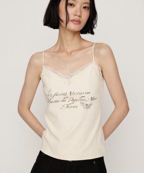 SLY（スライ） キャミソール LACE CAMI LOGO TOPS レースキャミロゴ 