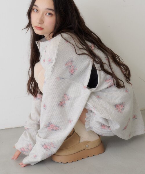 Kastane（カスタネ） ヘンリーネック tシャツ 「セットアップ対応/花柄