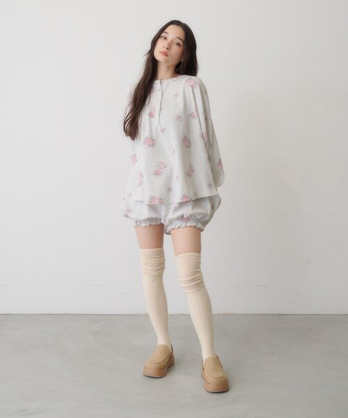 Kastane（カスタネ） ヘンリーネック tシャツ 「セットアップ対応/花柄