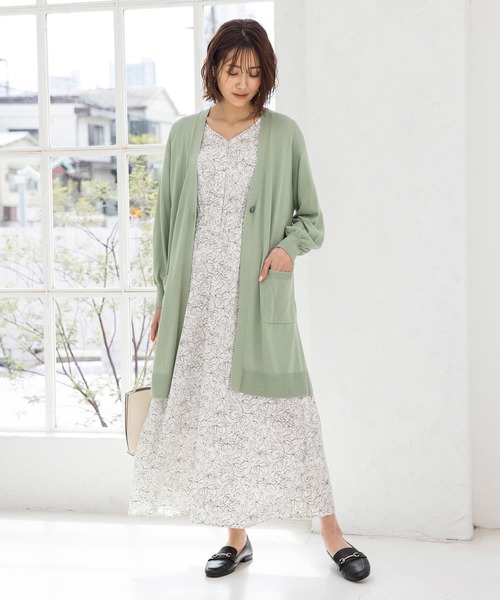 GLOBAL WORK ワンピース サラリラスタイルアップ半袖ワンピース