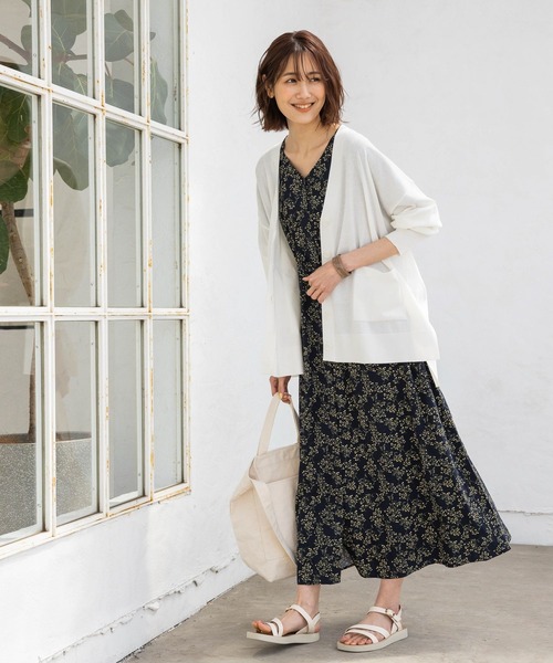 GLOBAL WORK ワンピース サラリラスタイルアップ半袖ワンピース