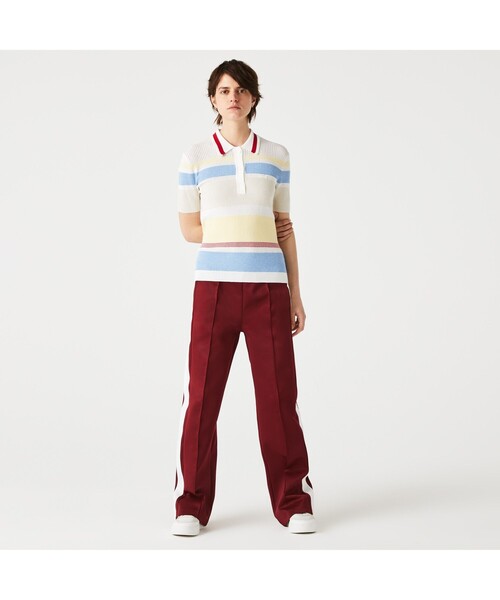 ラコステ LACOSTE ストライプセーター （レッド） -アウトレット