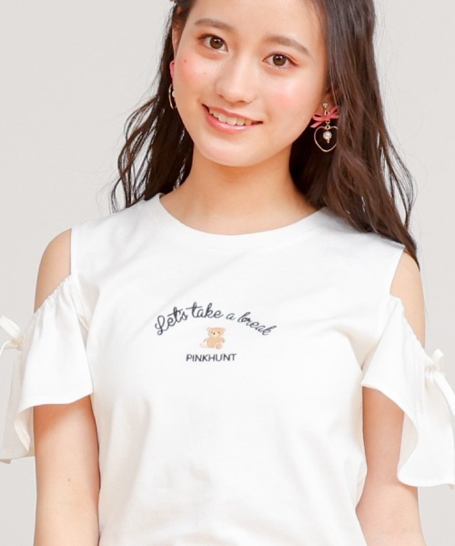 フリル　フラワー　肩だしカットソー　半袖 楽天市場】【20%OFFクーポン】【SALE_30%OFF】WEB限定_肩フリル_