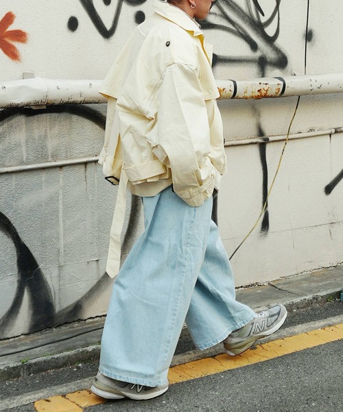 Aphlotus ジーンズ ワイド バギーデニムパンツ メンズ レディース