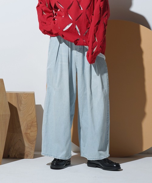 Aphlotus ジーンズ ワイド バギーデニムパンツ メンズ レディース