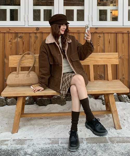 DIAVEL ブルゾン アウター 「新色追加」インナーファー使いステッチ