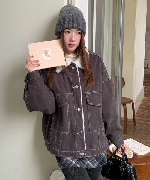 DIAVEL ブルゾン アウター 「新色追加」インナーファー使いステッチ