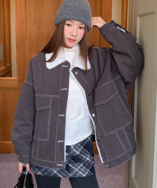 DIAVEL ブルゾン アウター 「新色追加」インナーファー使いステッチ