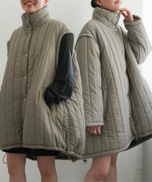 VENCE EXCHANGE ブルゾン アウター 袖取り外し縦キルト中綿コート