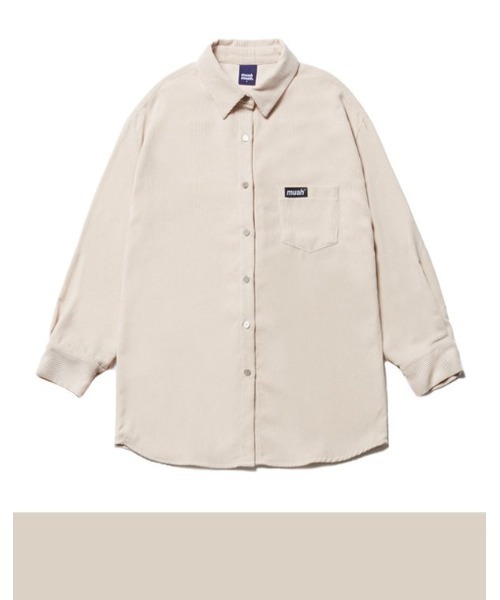 ブラウス シャツ A'GEM/9 × .kom 「muah muah/ムーアムーア」LOOSE FIT TWO POCKET HALF SHIRT/ル A'GEM/9 × .kom 『muah muah/ムーアムーア』SLIM FIT REGULAR