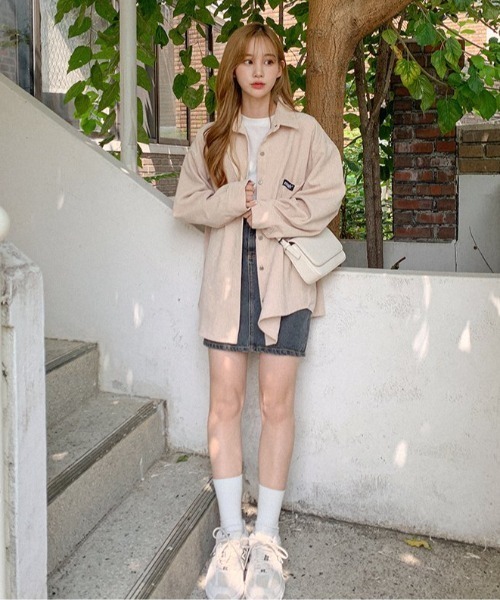 ブラウス シャツ A'GEM/9 × .kom「muah muah/ムーアムーア」 CORDUROY OVER FIT SHIRT/コーデュロイ オー ブラウス シャツ A'GEM/9 × .kom「muah muah/ムーアムーア