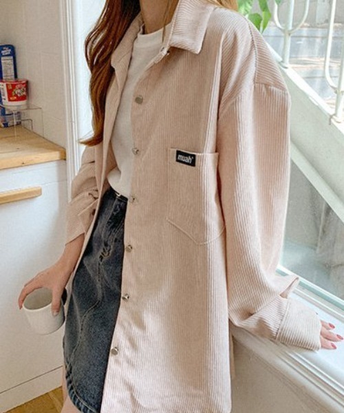 ブラウス シャツ A'GEM/9 × .kom「muah muah/ムーアムーア」 CORDUROY OVER FIT SHIRT/コーデュロイ オー ブラウス シャツ A'GEM/9 × .kom「muah muah/ムーアムーア