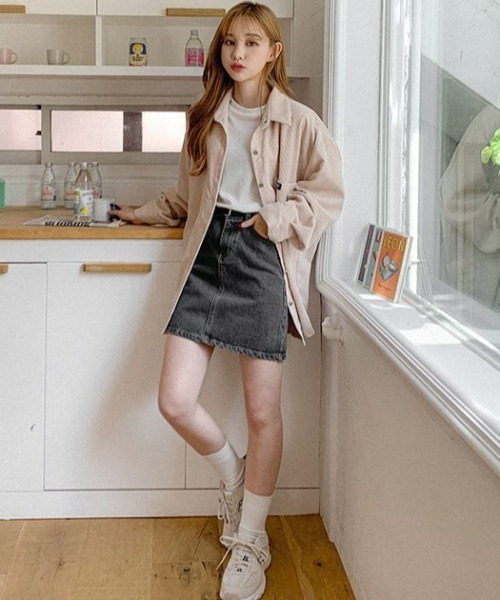 ブラウス シャツ A'GEM/9 × .kom「muah muah/ムーアムーア」 CORDUROY OVER FIT SHIRT/コーデュロイ オー ブラウス シャツ A'GEM/9 × .kom「muah muah/ムーアムーア